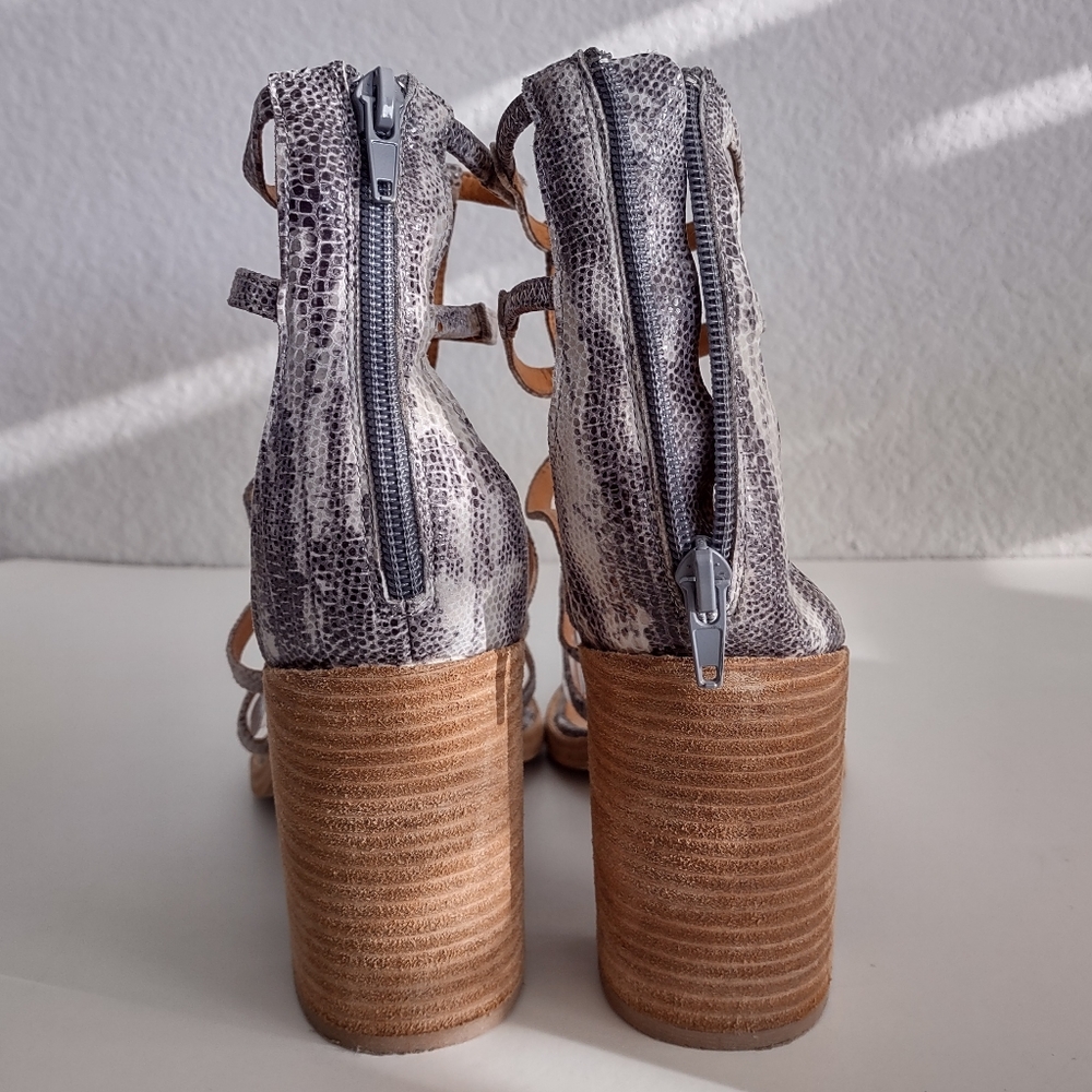 JEFFREY CAMPBELL Size 41 Genuine Snake Leather Ankle Zip Gladiator Sandals Shoes - Picture 7 of 14
